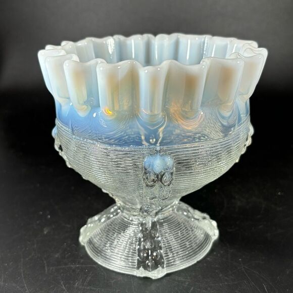 Antique Northwood Opalescent Klondike Primrose Rose Bowl Button & Panel Vintage - Picture 1 of 6